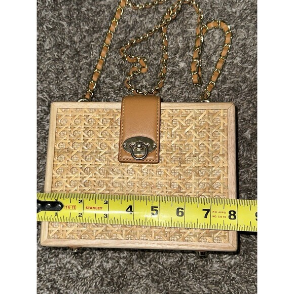 J McLaughlin Eugenie Raffia Pattern Wood Crossbody Bag - Picture 4 of 10